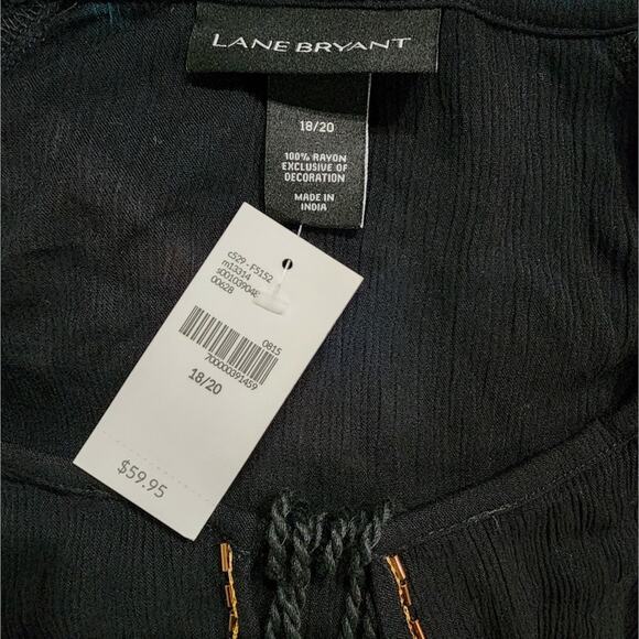 Lane Bryant black boho gold trimmed blouse plus size 18 20 2X new!! - Picture 8 of 8